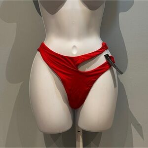 Yandy Red Bikini Bottom Cutout Size Small NWT